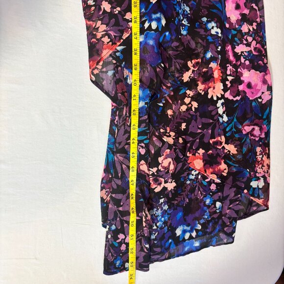 GUESS Multicolor Floral Long-Sleeve Wrap Dress - Size 6 - Picture 11 of 13